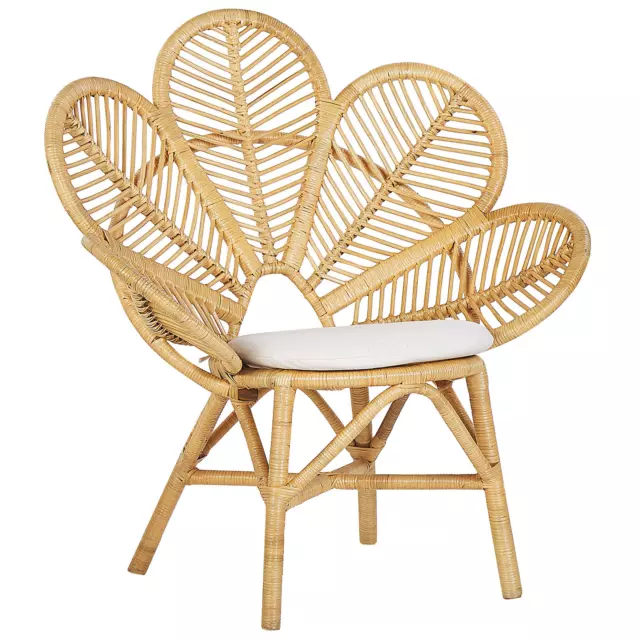 Chaise Petit Fauteuil en Rotin Naturel avec Dossier Décoratif Type Emmanuelle p