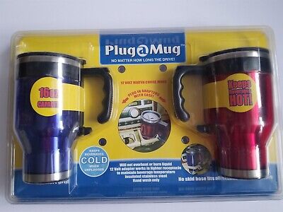 Plug A Mug Vintage NOS NEW UNOPENED  2 12 Volt Heated Coffee Mugs W/ Plug in...