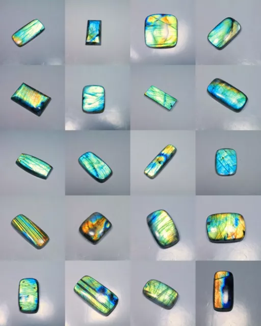 100% Natural Green Sky Blue Fire Labradorite Rectangle Cabochon Gemstone Gc-