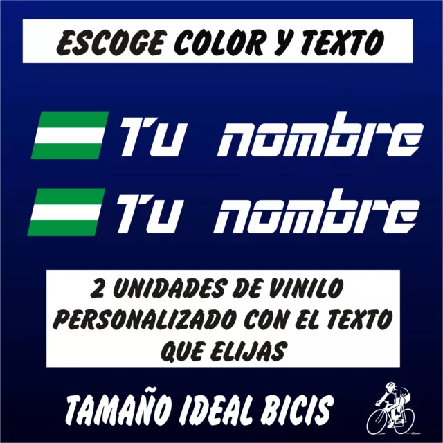 2 Pegatinas Personalizables Bandera De Andalucia Con Nombre Vinilo Bici Bike