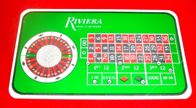 1960's Riviera Hotel Las Vegas Roulette "Rates & Odds" Payout Game Card