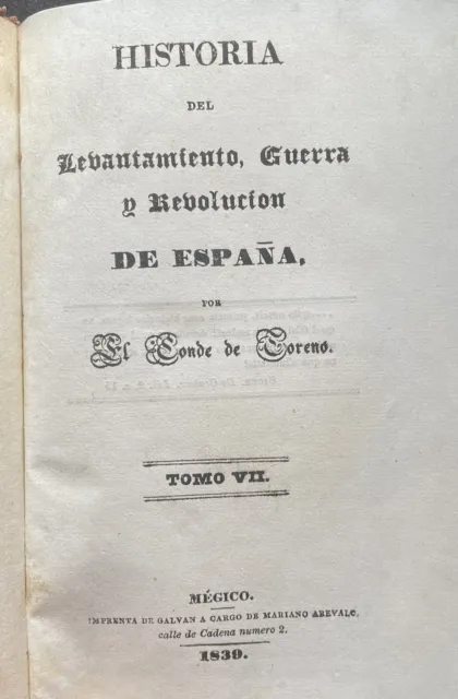 Antique 1839 Historia de Espana Tomo VII