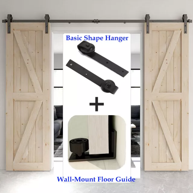 Sliding Barn Door Hardware Kit 4FT/5FT/6FT/6.6FT/7FT/8FT for Single/Double Doors