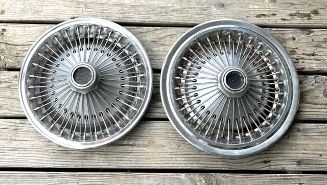 VTG (2) 1971-78 Dodge Chrysler Plymouth 15" Wire Spoke Hubcaps Wheel Cover OEM