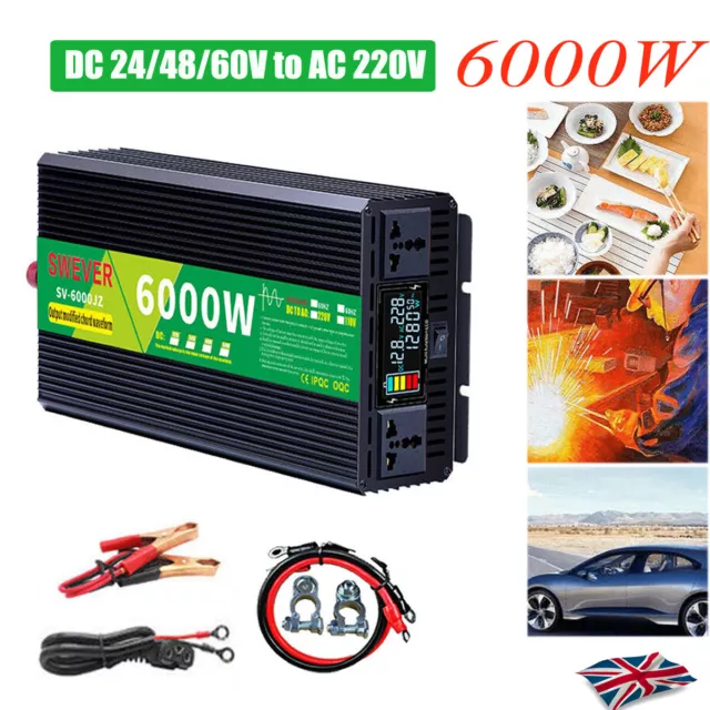 6000W Inverter Power Supply DC 24/48V to AC 220V Modified Sine Wave Converter