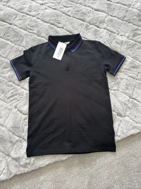 M & S Boys Black Polo Shirt Aged 12-13 Years Brand New With Tags