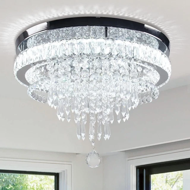19,7 Zoll Kristall Deckenleuchte, moderner Kristall Kronleuchter Schlafzimmer LED (kühlweiß)