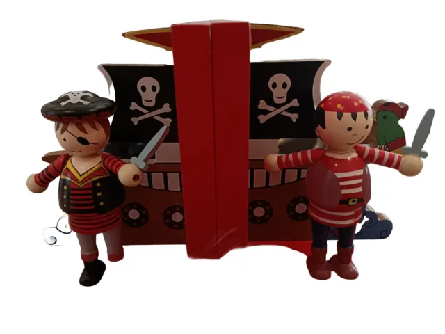Orange Tree Kids Pirate Wooden Bookends Handcrafted Movable Arms