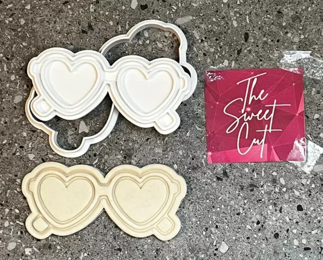 Heart Sunglasses  cookie cutter and stamp