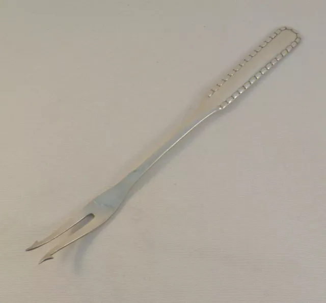 Rope by Georg Jensen Sterling 2 Tine Cold Meat Fork with Barbs- 7 1/4"