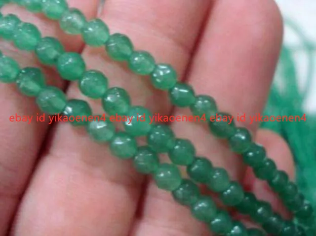 4MM Natural Faceted Jade Amethyst Emerald Round Gemstone Loose Beads 15'' 3