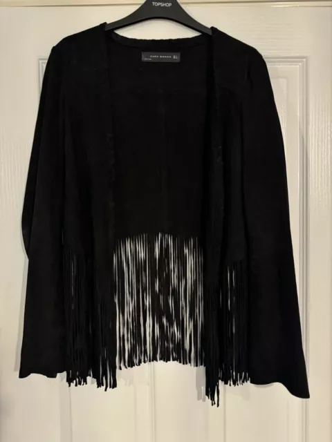 Zara suede fringe jacket hotsell