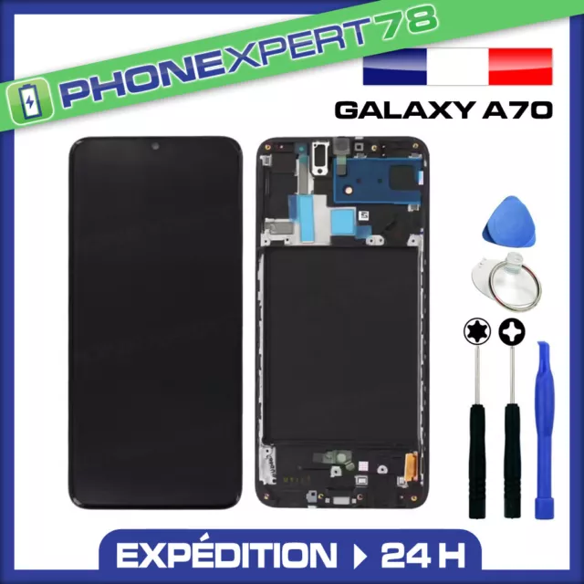 Vitre Tactile Ecran Lcd Oled Sur Chassis Compatible Samsung Galaxy A70 Noir A705