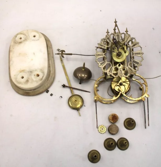 Antique Skeleton Clock Mechanical Function Gold-Coloured REPARATION PROJECT -C57