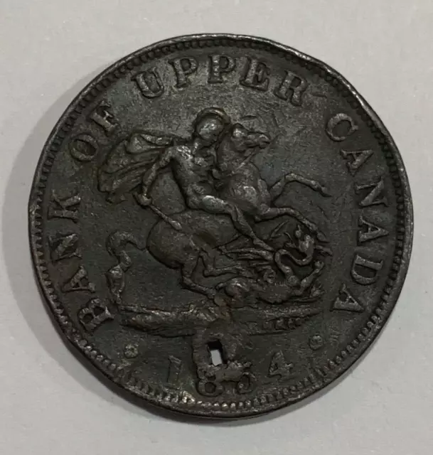 1854 Bank of Upper Canada 1 Half Penny Bank Token