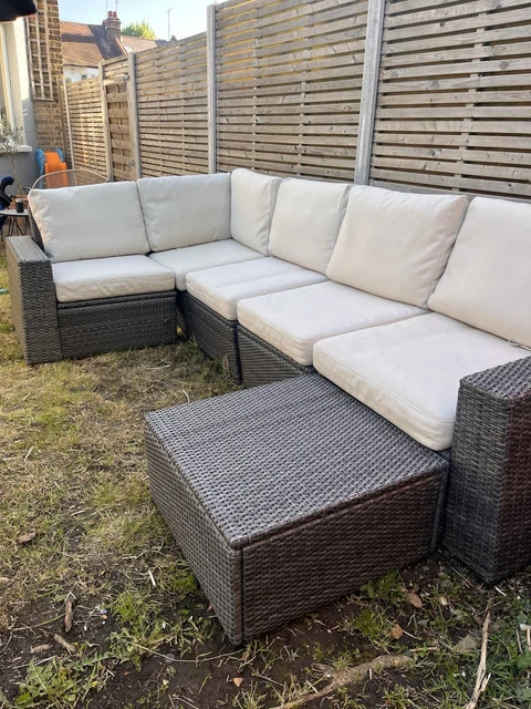 IKEA SOLLERON RATTAN Modular Outdoor Furniture Sofa, Cushions, Storage ...