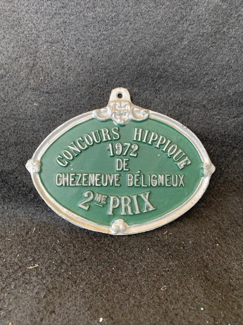 Plaque Hippique 1er Prix - Concours équestre Cambresis Morenchies 1972 - Jaune/Noir