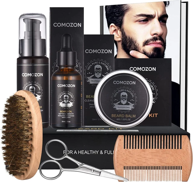 Kit Barba Uomo  Naturale Set Barba Uomo Set Regalo Con Balsamo Barba, Olio Barba