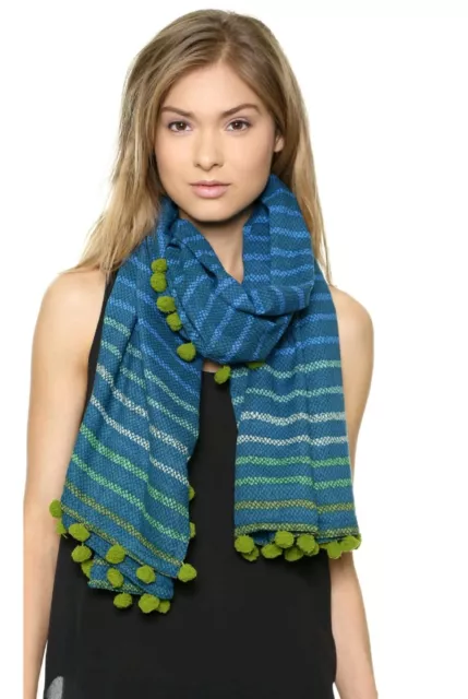 Marc Jacobs Pom Pom Stripes And Scales Pattern Scarf