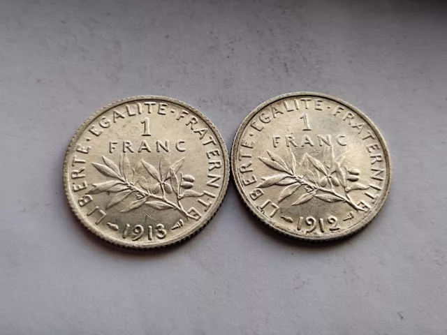 Lot De 2 Monnaies Argent Semeuse De 1 Franc