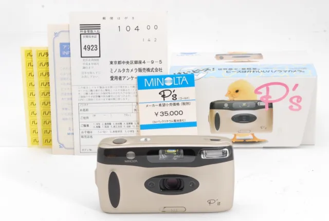 【Near Mint in BOX】MINOLTA P's Panorama Gold Point & Shoot 35mm From Japan