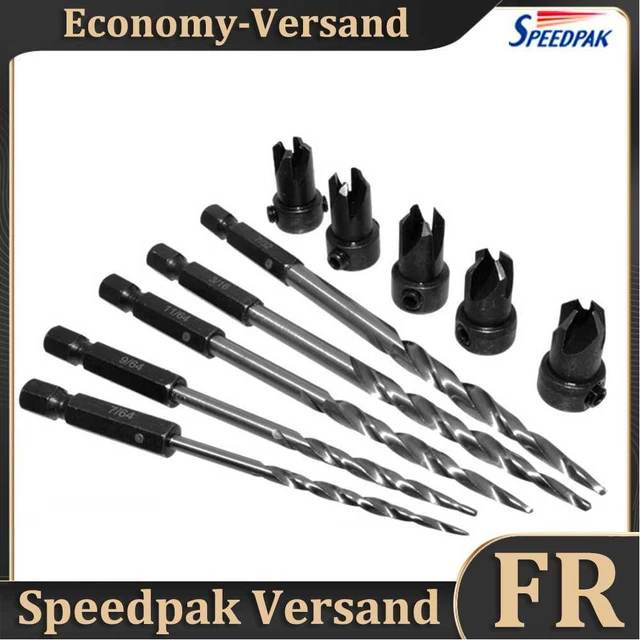 11pcs Woodworking Countersink Drill Bit Set Counterbore Hex Shank Hole Cutter Ho