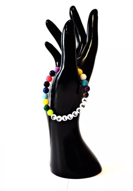 Pulsera de alerta médica advertencia emergencia multicolor niños cuentas de acrílico de 8 mm