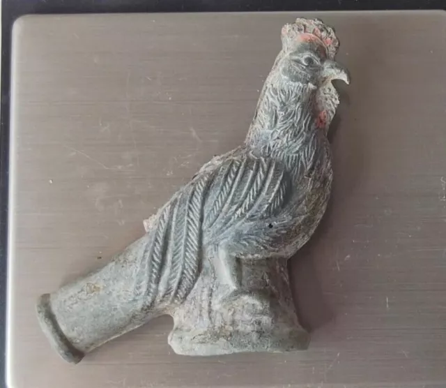 Antique figurine cockerel whistle,  Ancient Medieval Artefact Russian Empire