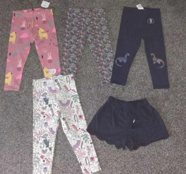 Girls Gorgeous 4 NEXT Pairs Of Leggings & Shorts Age 2-3 Years BNWT/BNWOT