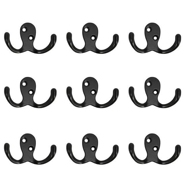 10 Pcs Heavy Duty  Prong Coat Hooks Wall Mounted with 20 Screws Retro  Robe3943