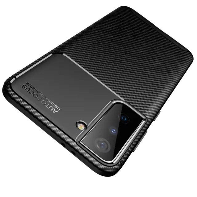 Hülle für Samsung Galaxy S21 5G Schutzhülle Silikon Case Schwarz Carbon Optik