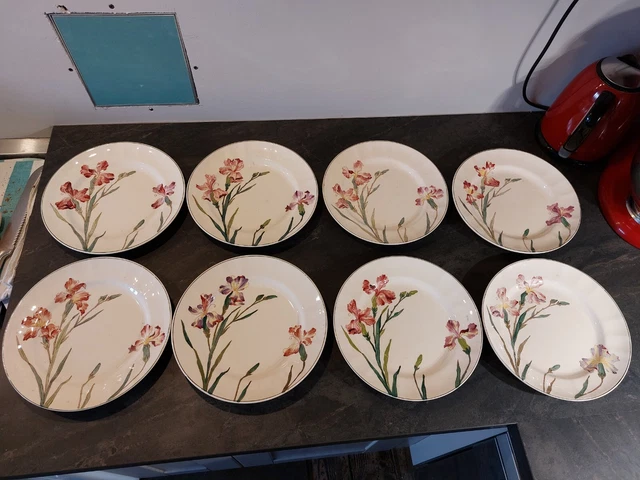 6 assiettes à asperges en grès Longchamp