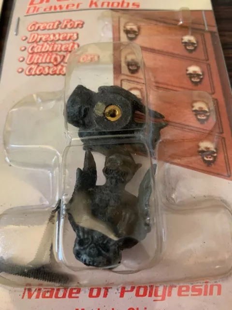 Rare Sealed Hot Topic Cabinet Dresser Drawer Knobs Gargoyle Skull Goth Metal HTF 3