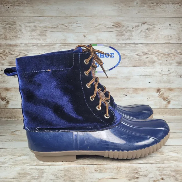 Yoki Duck Boot Women's Size 9.5 Waterproof Blue Rubber Toe Plaid