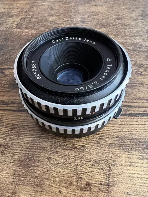 CARL ZEISS JENA TESSAR Zebra Objektiv 50 mm 2,8 M42 Schraubhalterung