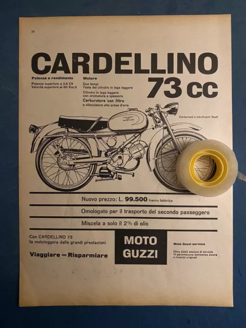 Rara Pubblicita’ Moto GUZZI Cardellino 73 cc del 1960