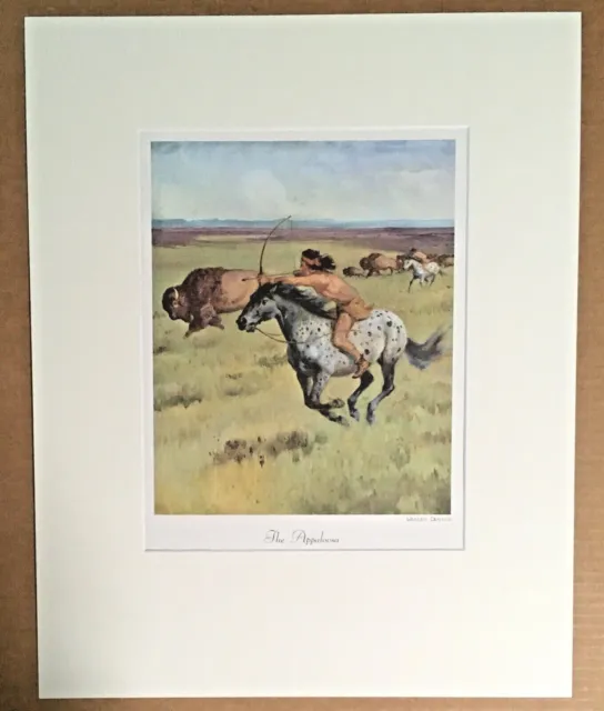 Vintage Wesley Dennis Horse Print in 16x20 Mat, Ready to Frame, "The Appaloosa"