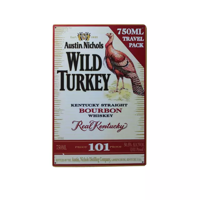 2xMetal Tin Sign WILD TURKEY Rustic 200x300mm Vintage Rustic Garage Bar Man Cave