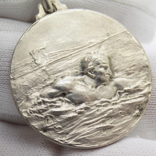 Vintage IN Argento Massiccio Italiano Fatto a Mano Militare Medaglia per Sport
