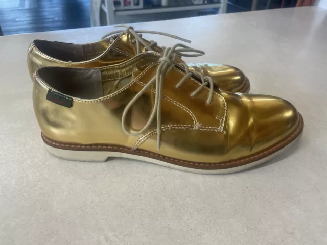 GH Bass Womens Ely 5 Gold Lace Up Oxfords Flats Shoes Size 9 M