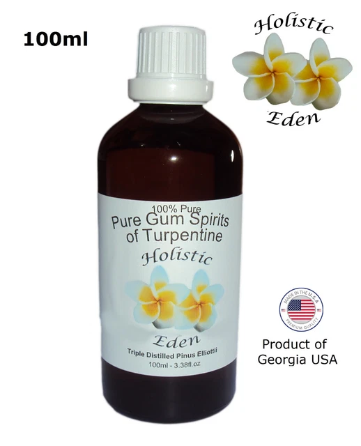 100% Pure Gum Spirits Of Turpentine Clear Glass Bottle 5 Oz USA