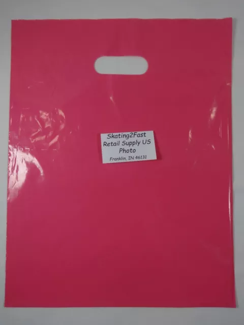 200 Qty. 12" x 15" Pink Glossy Low Density Merchandise Bag Retail Shopping Bags