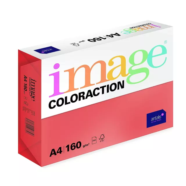 A4 Image Printer Paper Deep Red (Chile) 160gsm Coloraction 250 Sheets