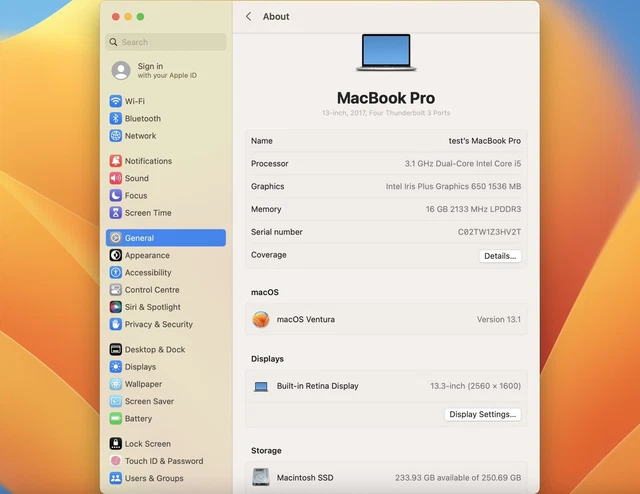 Apple MacBook Pro Retina 13,3" 2017 - 256 GB SSD 16 GB RAM 3,1 GHz Core i5 - argento 11