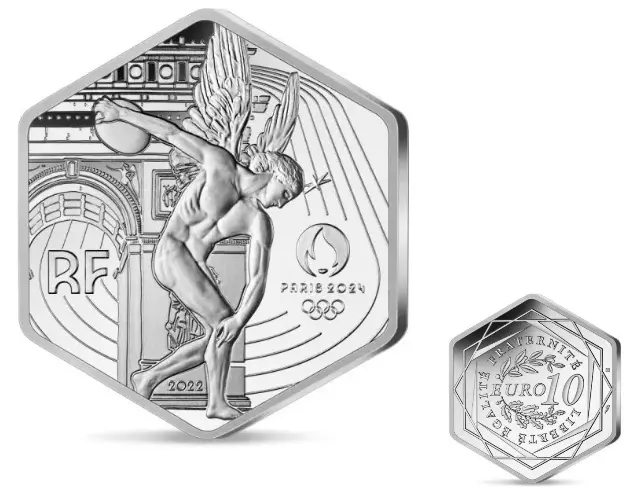10 Euro Silber Sechskant Frankreich 2022 Bu Jo Paris 2024! Genie