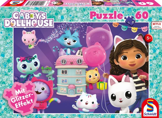 60 TEILE SCHMIDT Spiele Kinder Puzzle Gabby's Dollhouse Glitzer ...