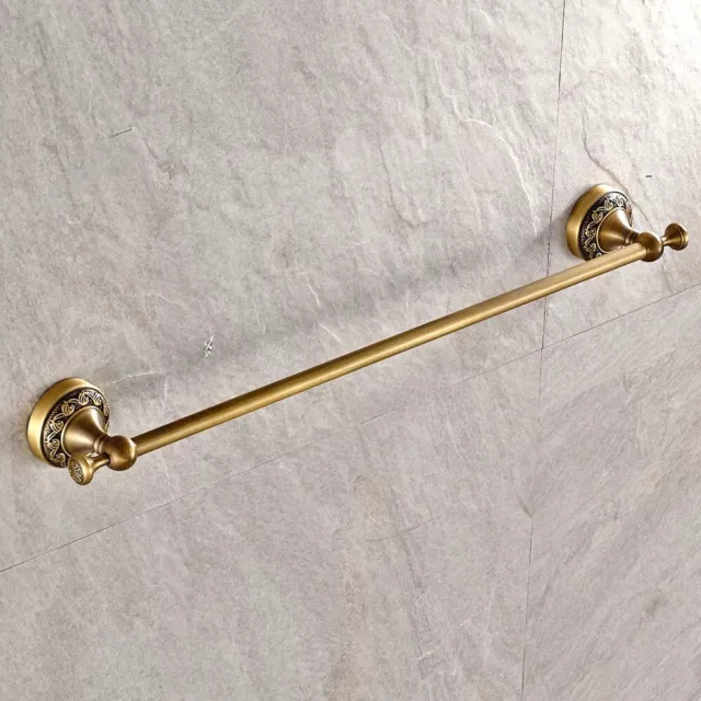 Antique Brass Carved Wall Mounted Bathroom Single Towel Bar Rack Holder