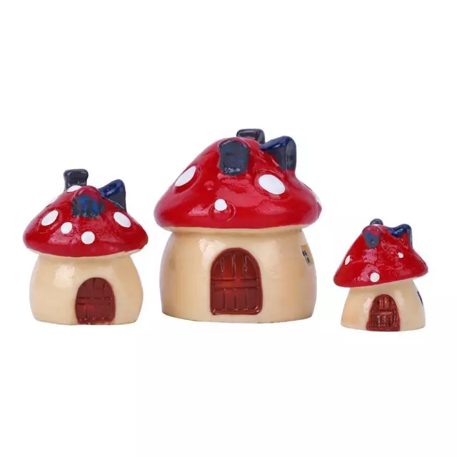 3 Stück Kunstharz Roter Pilz Miniaturfiguren Desktop Ornamente