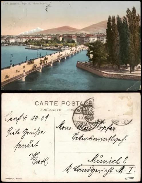 Genf Genève Panorama-Ansicht 750 Genève Pont du Mont Blanc 1909