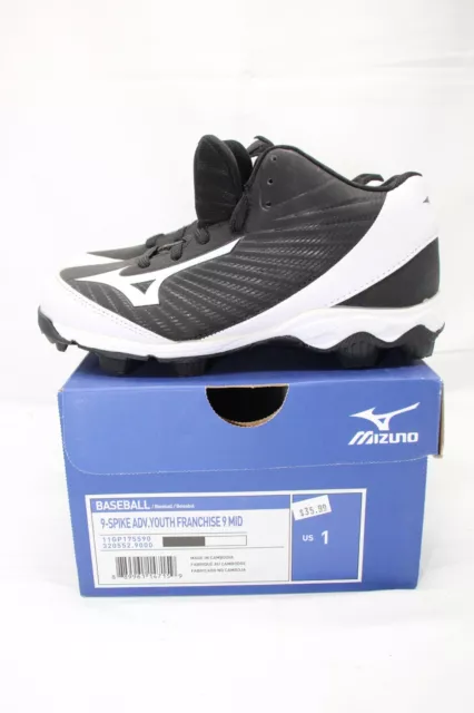 New Mizuno 9-Spike Advanced Youth Franchise 9 Mid Baseball Cleats Size 1